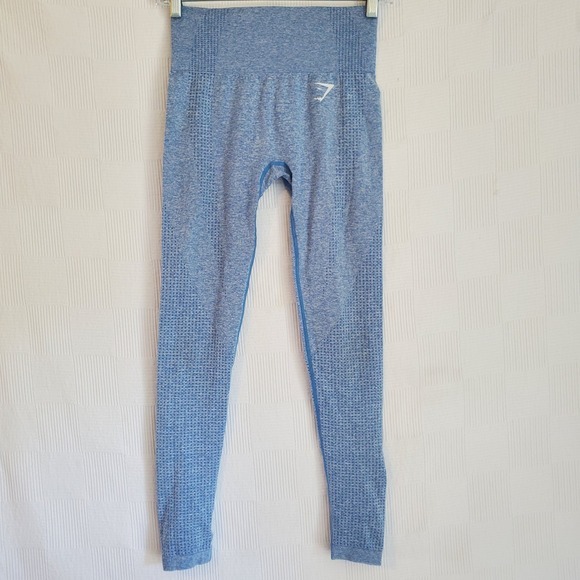 GYMSHARK Leggings Womens XS Vital Seamless‎ Blue Marl High Rise Dry Yoga Running - Picture 4 of 8